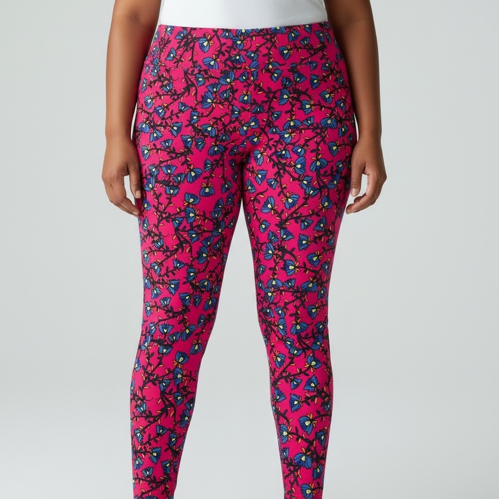LuLaRoe Pink and Blue Patterned Leggings
